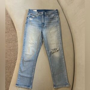 GAP Light Blue Distressed Straight Leg Jeans